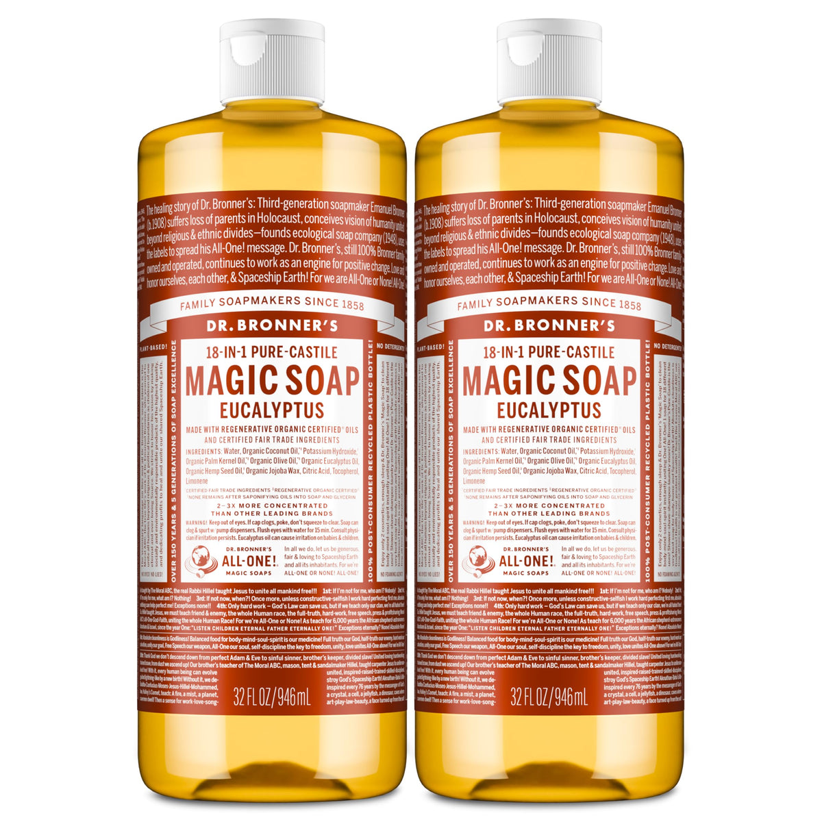 Dr. Bronner's savon liquide eucalyptus 32 oz vue avant
