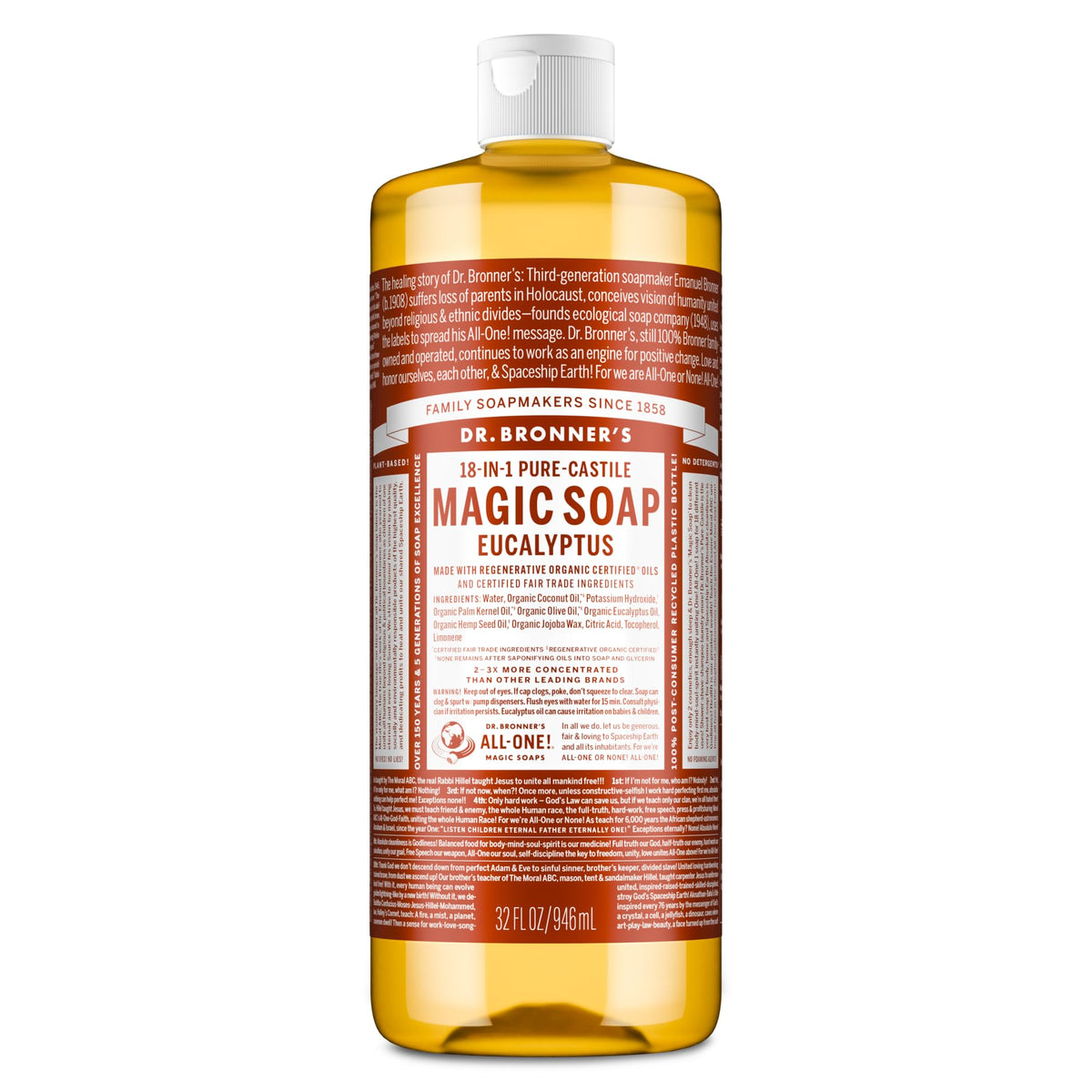 Dr. Bronner's Savon Liquide Eucalyptus 32 oz vue de face