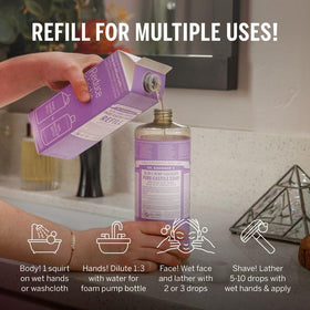 Dr. Bronner's Savon Liquide Lavande 32oz sur fond neutre