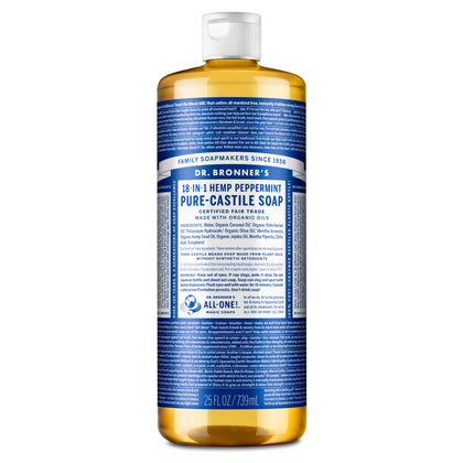 Dr. Bronner's Savon Liquide Pur à l'Huile de Chanvre Menthe 25 Oz vue avant