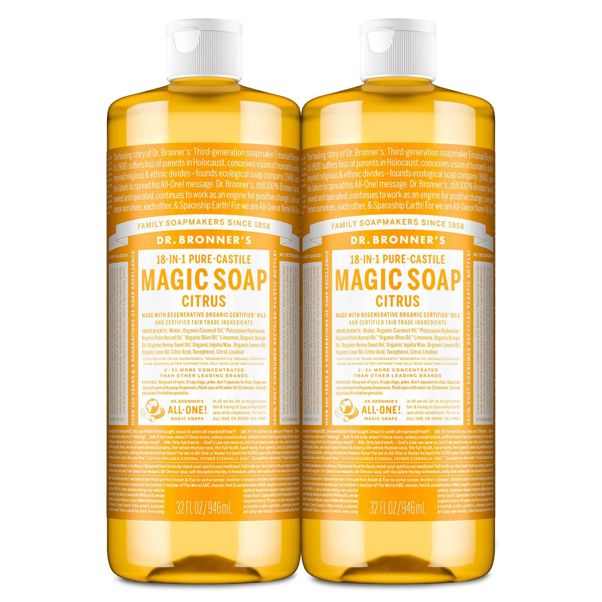 Dr. Bronner's Savon Liquide Pur-Castile Citron 32 oz vue avant