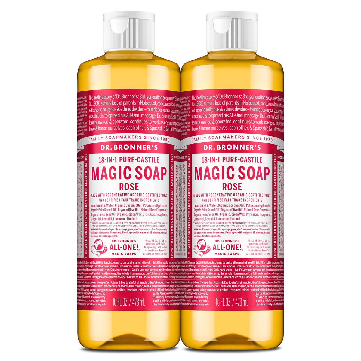 Dr. Bronner's Savon Liquide Pur-Castile Rose 2-Pack devant