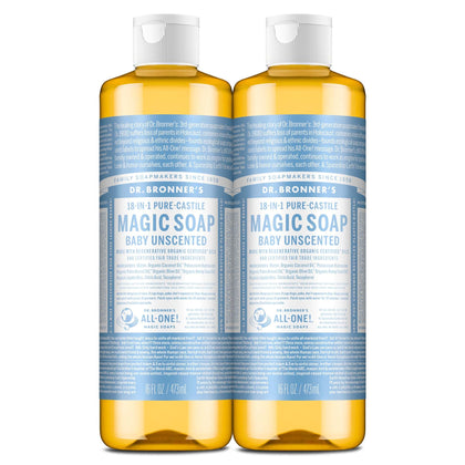 Dr. Bronner's Savon Liquide Pur-Castille Bébé Sans Parfum, emballage avant