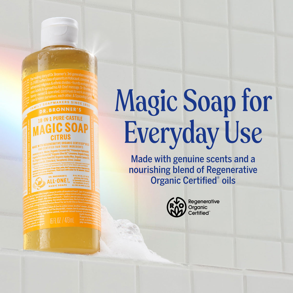 Dr. Bronner's Savon Liquide Pure-Castile Citrus 32 oz étiquette