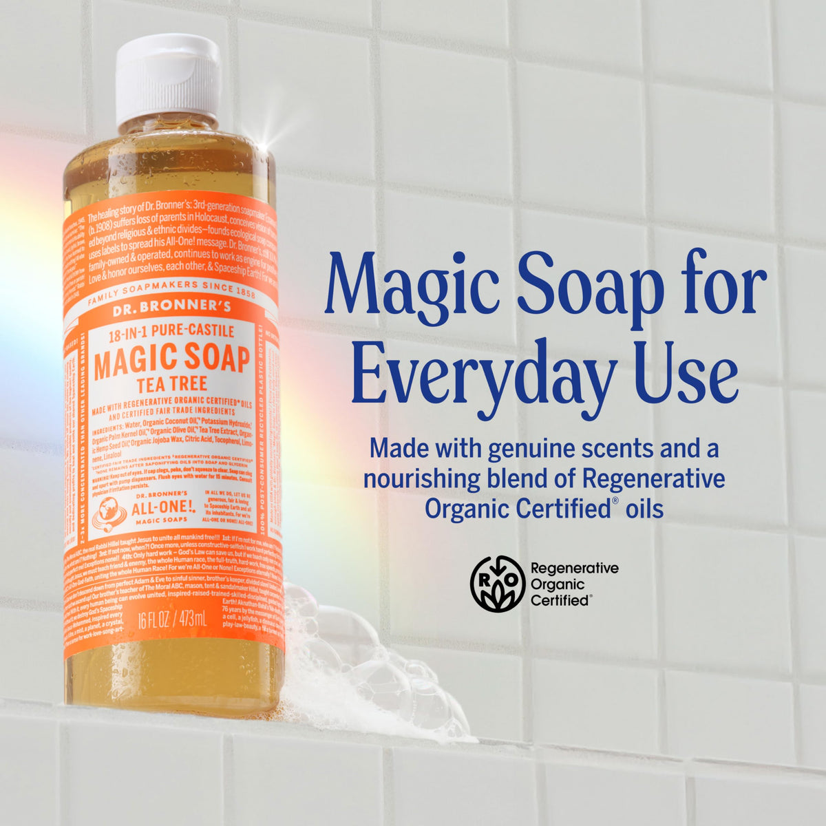 Dr. Bronner's Savon Liquide Pure-Castile Théier 32 oz vue arrière
