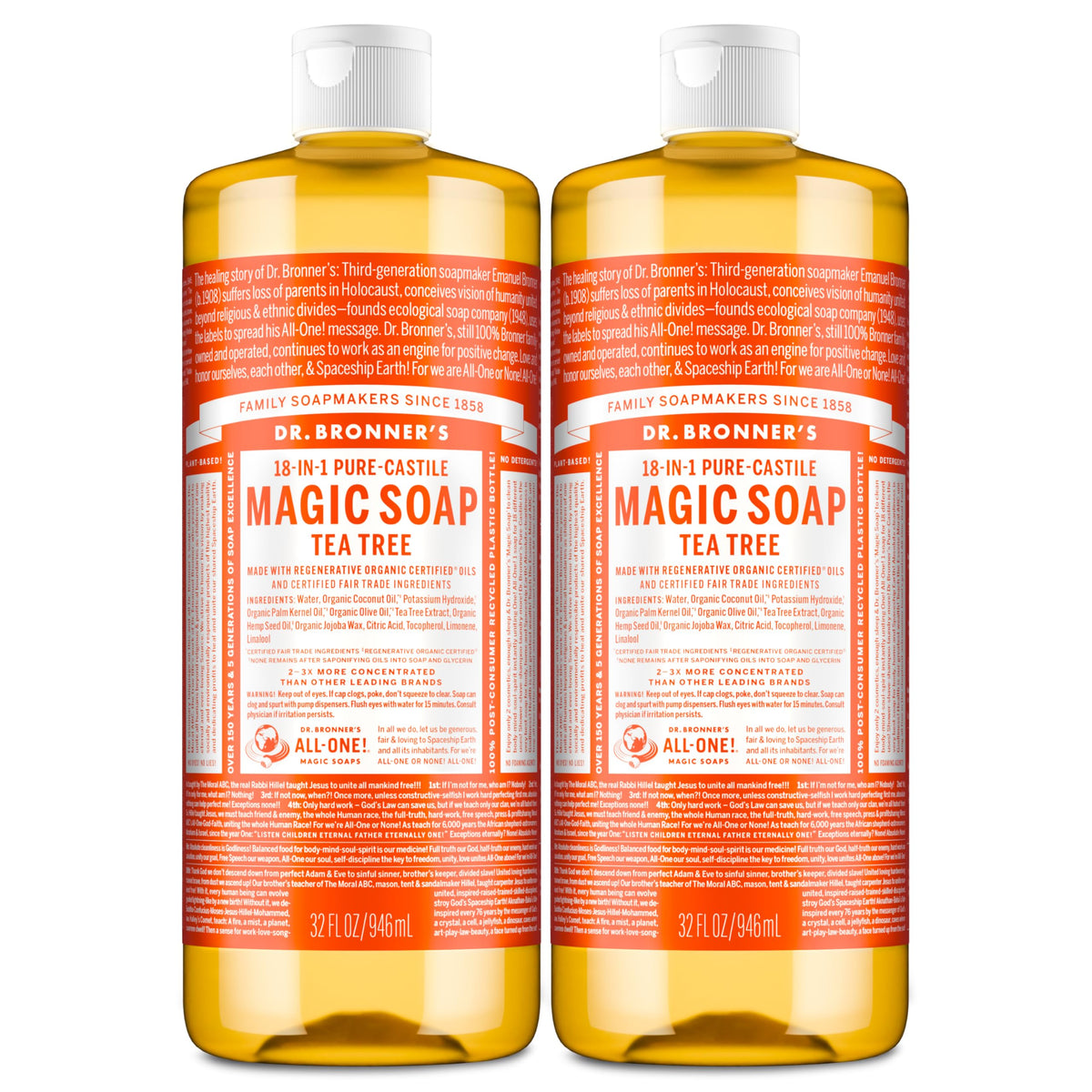 Dr. Bronner's Savon Liquide Pure-Castile Théier 32 oz vue avant