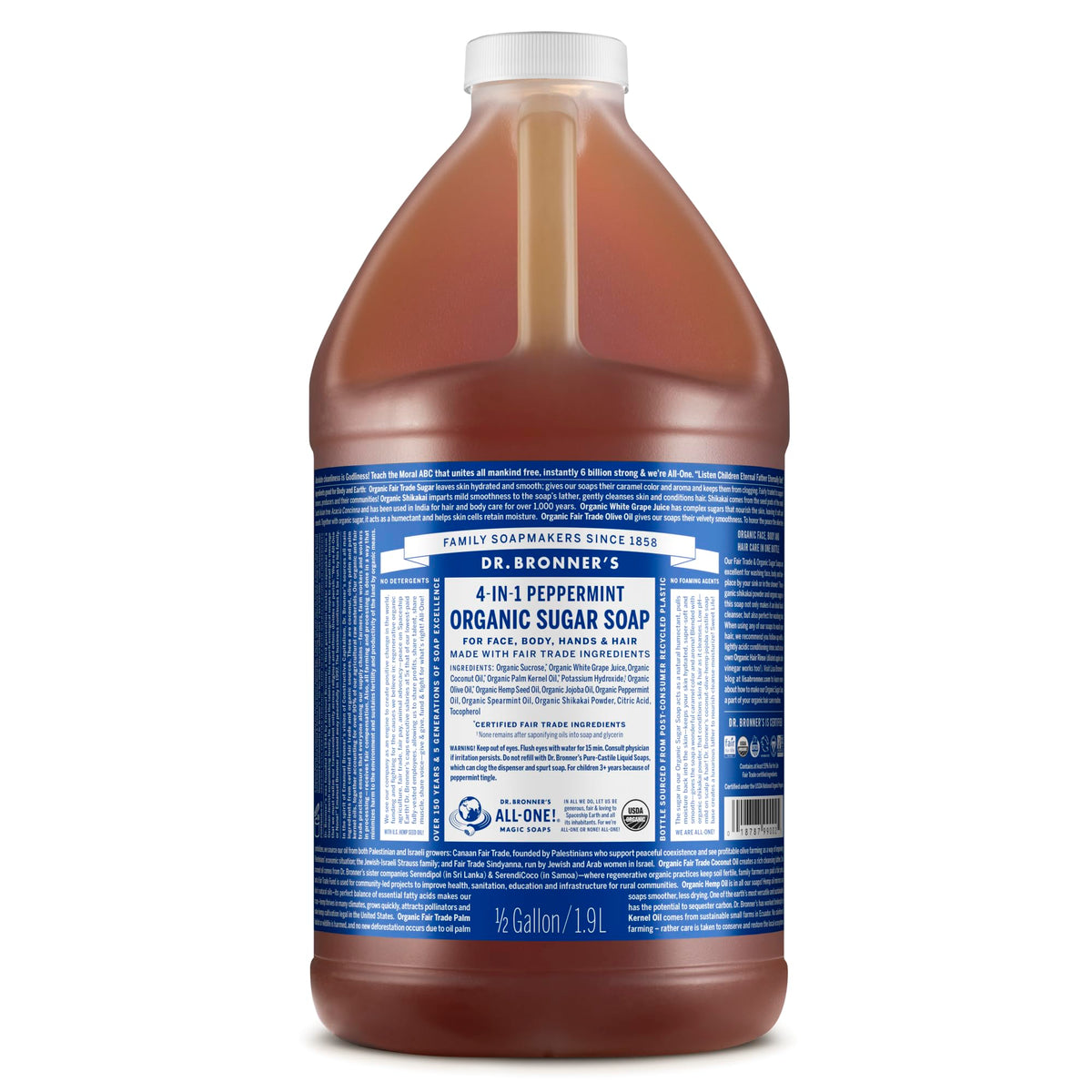 Dr. Bronner's Savon Sucre Bio 64 Oz en bouteille