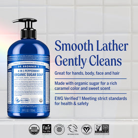 Dr. Bronner's Savon Sucre Bio à la Menthe 12 oz avec mousse