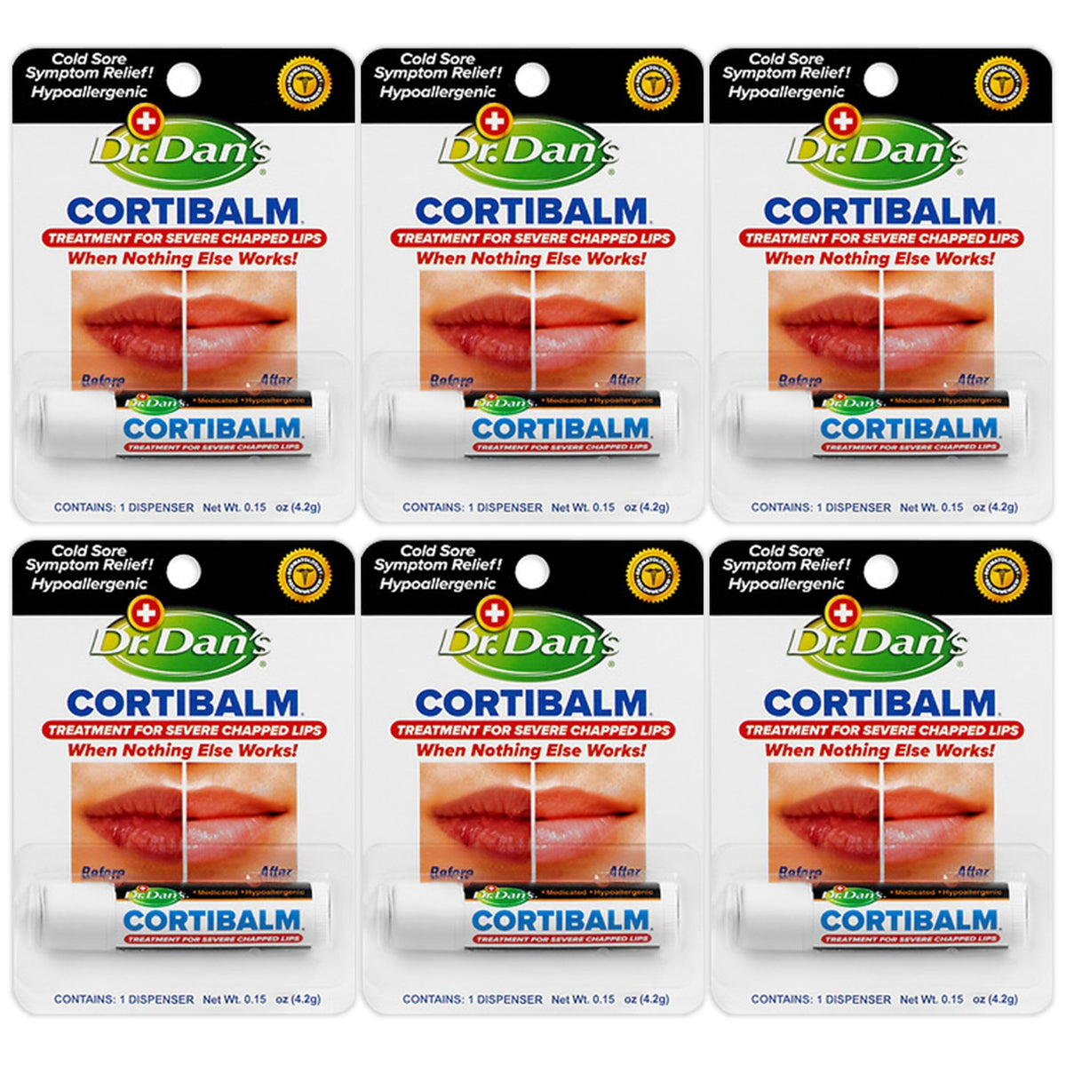 Dr. Dan's Cortibalm 6-Pack baumes à lèvres en vue de face