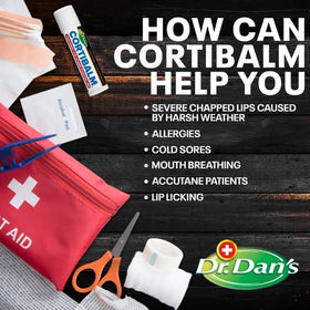 Dr. Dan's Cortibalm 6-Pack ouvert, montrant les tubes de baume