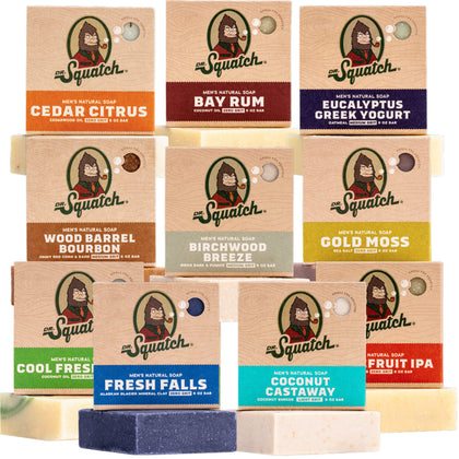 Dr. Squatch Savon Barres Naturel pour Hommes - pack de 10 avec différentes senteurs