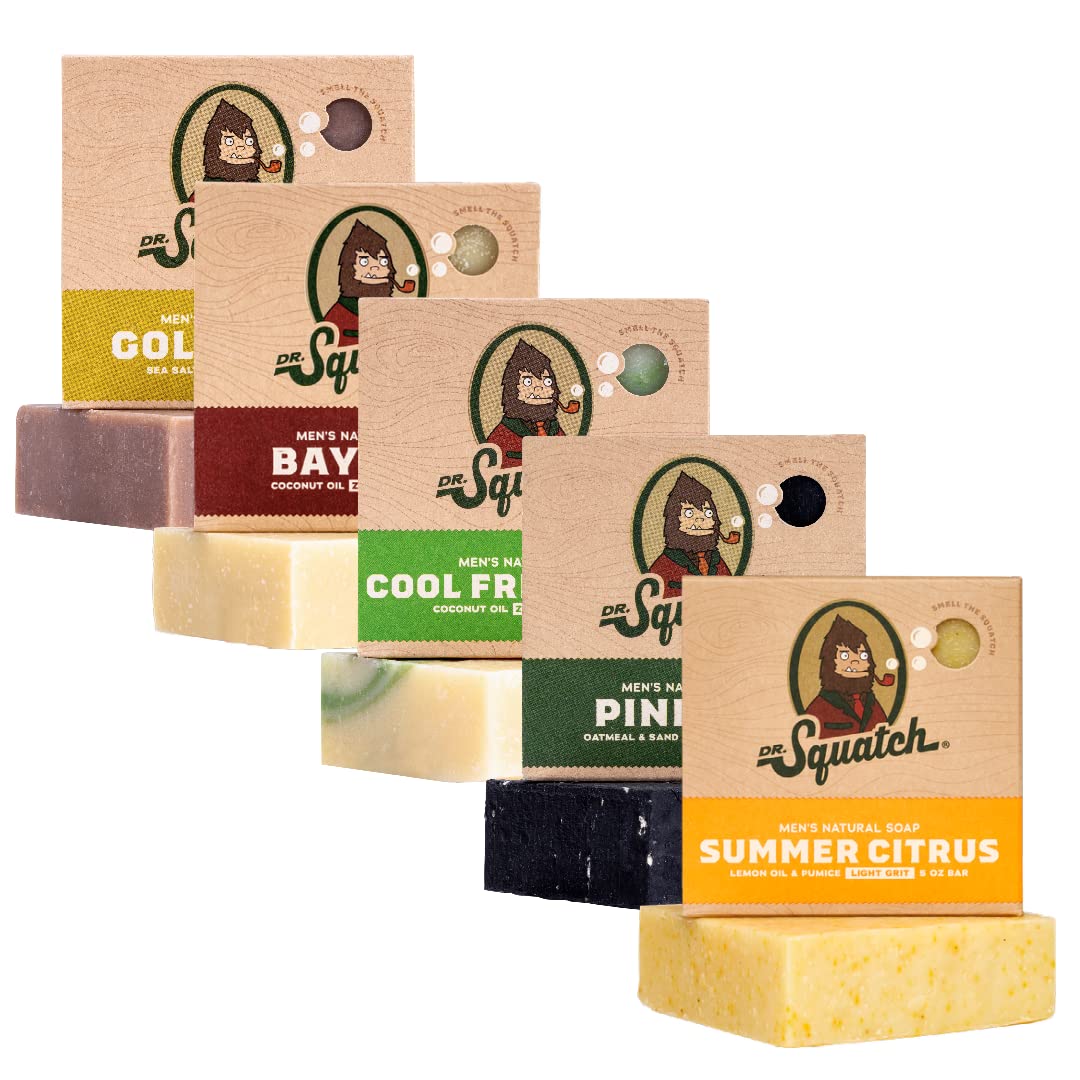 Dr. Squatch Savon pour Hommes - Citrus d'été, Aloe frais, Mousse dorée, Rhum de baie, Tar de pin