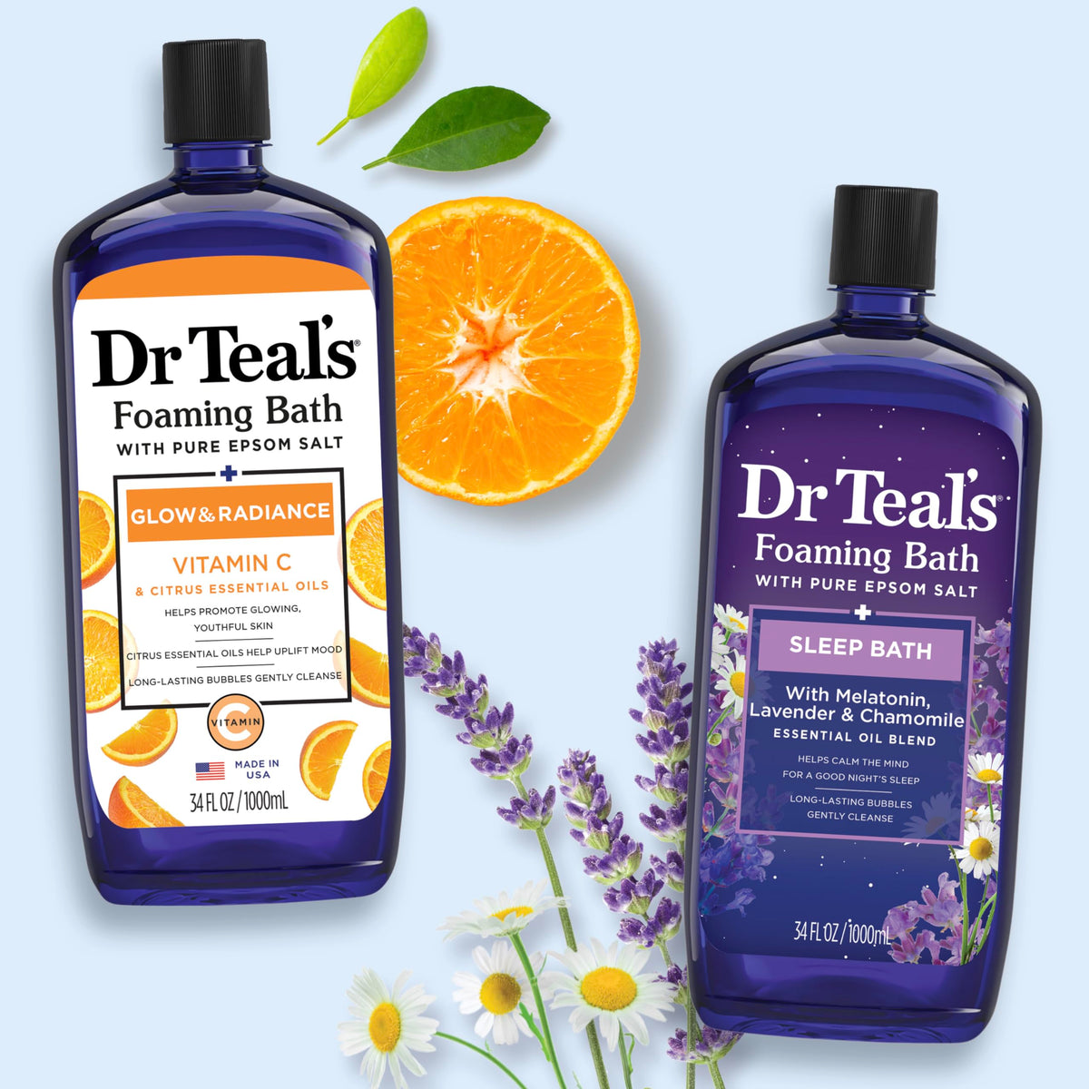 Dr Teal's bain moussant avec bougies et fleurs