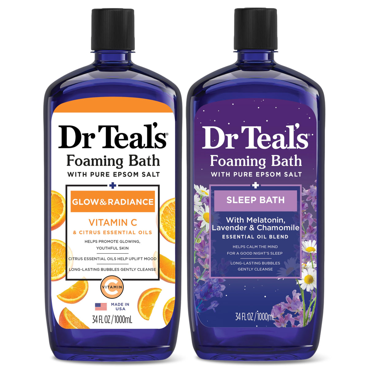 Dr Teal's bain moussant duo 34 fl oz avec sel d'Epsom et huiles essentielles
