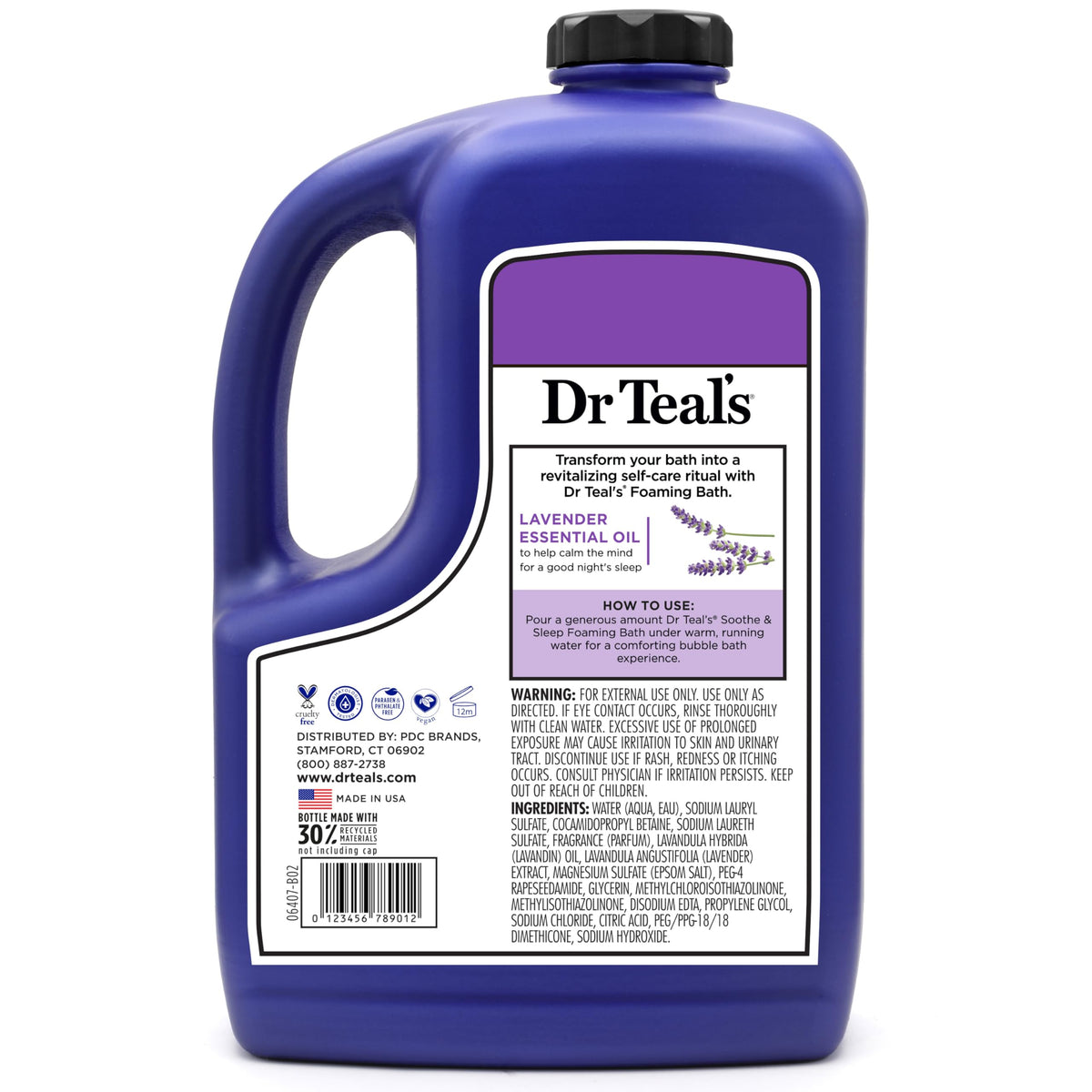 Dr Teal's Bain Moussant Lavande 62,5 oz sur un fond apaisant