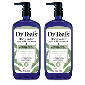 Dr Teal's gel douche 24 fl oz avec sel d'Épsom et huile de chanvre, vue avant