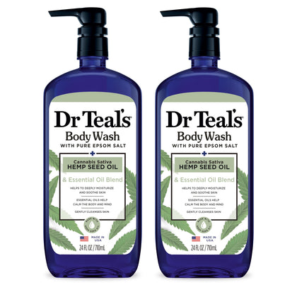 Dr Teal's gel douche 24 fl oz avec sel d'Épsom et huile de chanvre, vue avant