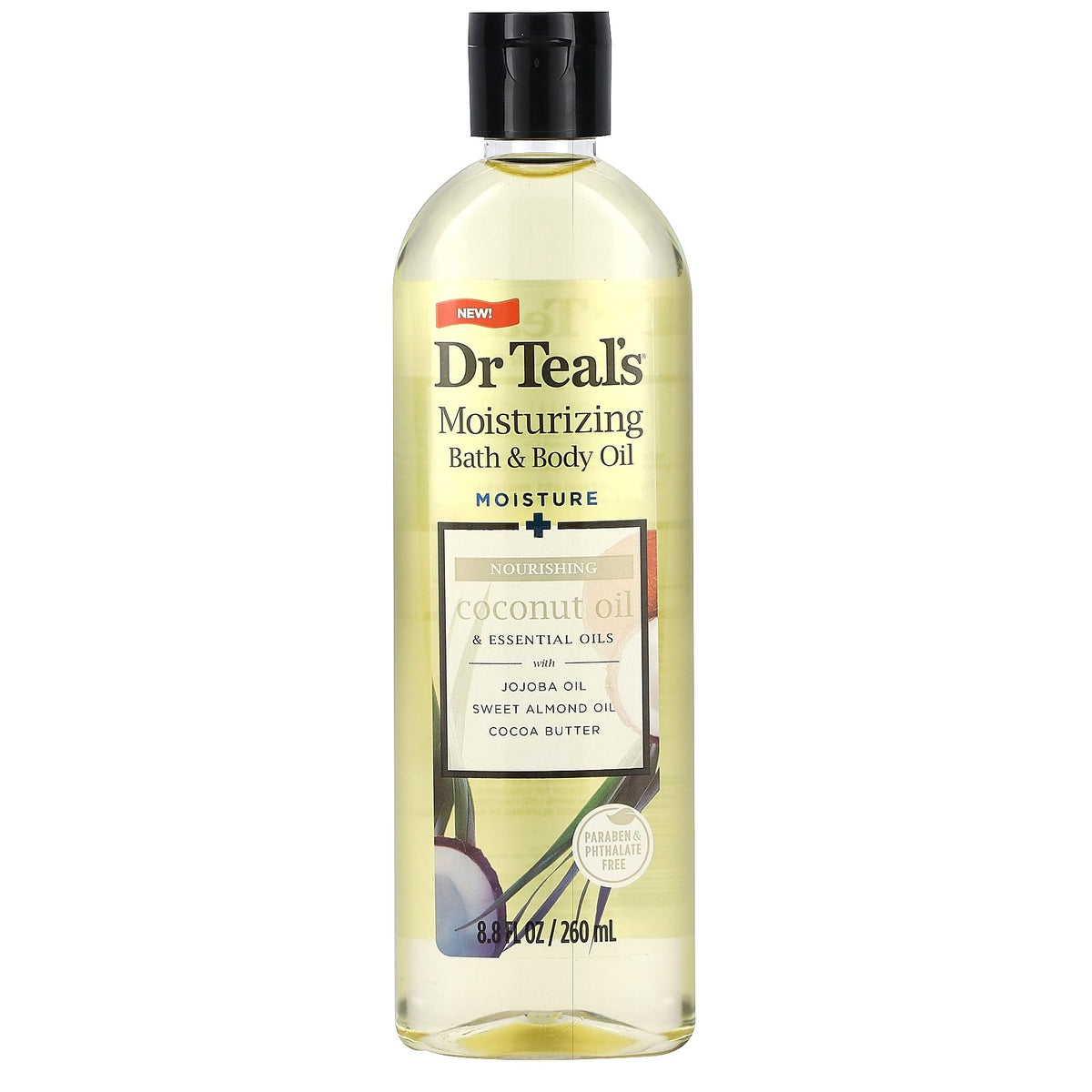 Dr Teal's Huile de Bain et de Corps Coco 250 ml, vue avant