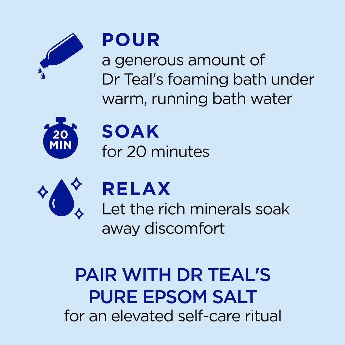 Dr Teal's mélange vitaminé avec agrumes sur un fond blanc