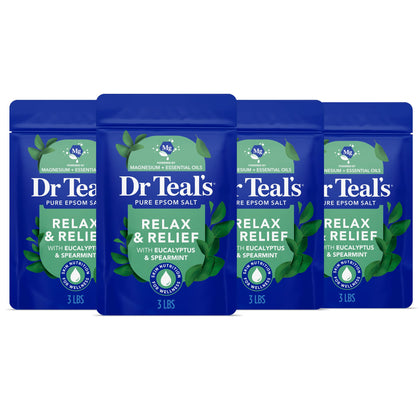 Dr Teal's Sel d'Epsom Pur 3 kg avec Eucalyptus et Menthe Verte, avant en vue