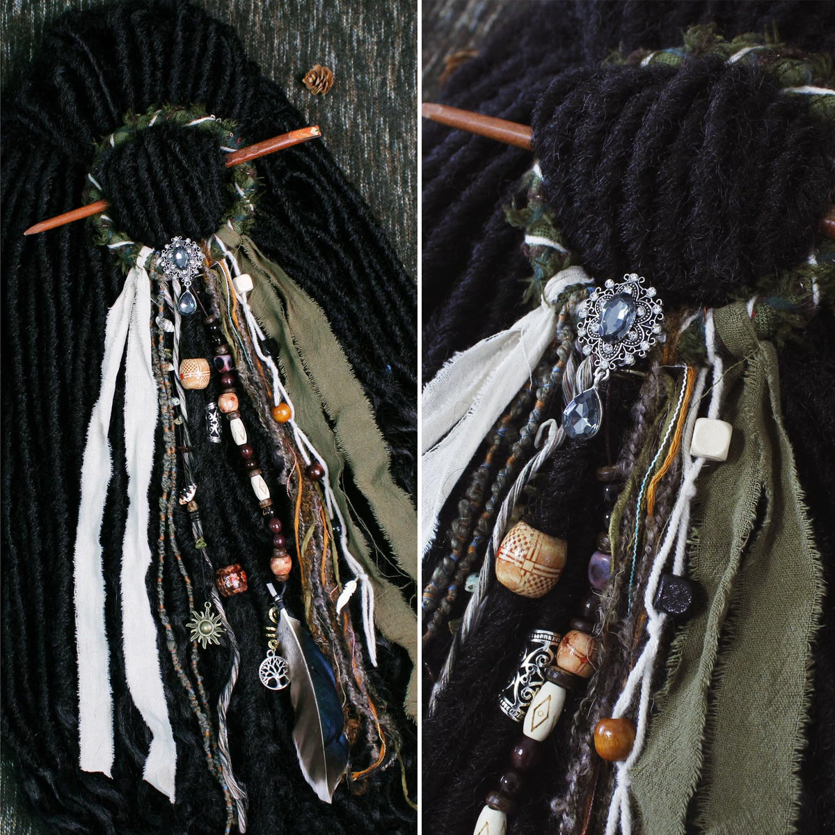 Dreadlock Hair Tie porté sur des dreadlocks