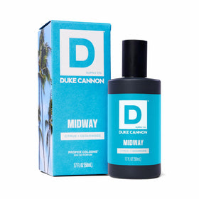 Duke Cannon Proper Cologne Midway flacon en verre avec étiquette