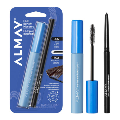 Duo Almay Mascara Multi-Bénéfices et Crayon Eyeliner vue de face