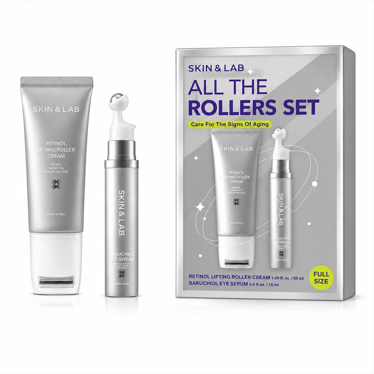 Duo de Rollers Anti-Âge SKIN & LAB avec sérum Bakuchiol et Retinol