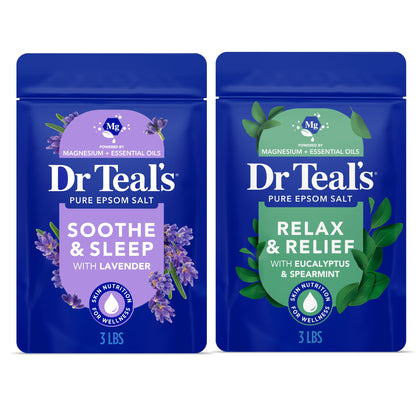 Duo de sels de bain Epsom Dr Teal's Lavande et Eucalyptus vue de face