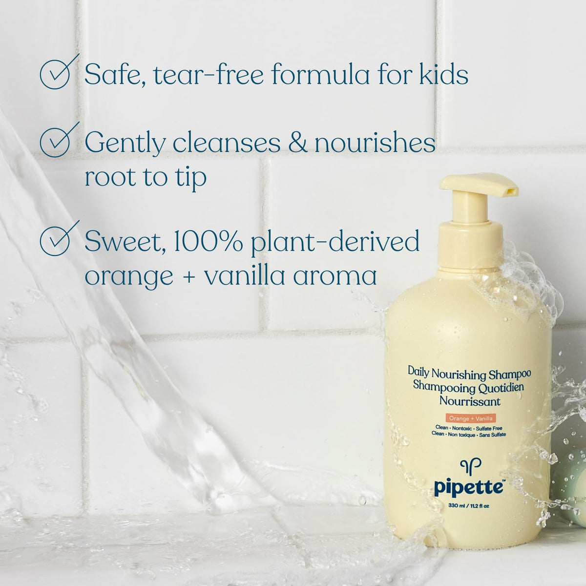 Duo Pipette avec texture de l'après-shampoing sur main