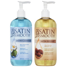 Duo SATIN SMOOTH, huile post épilation et nettoyant pré épilation 16 fl oz