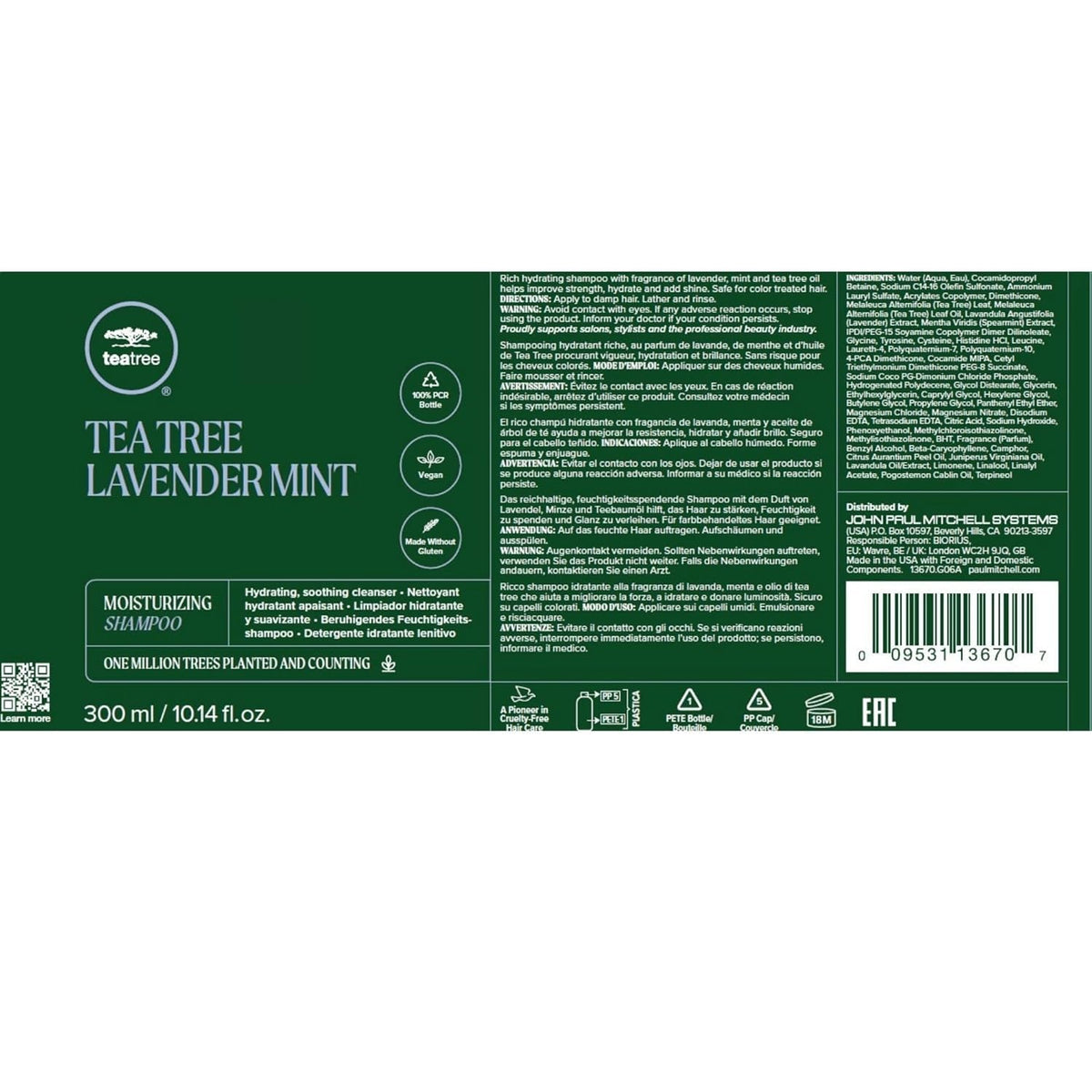 Duo set Tea Tree Shampoo et Après-Shampooing Lavande Menthe 699g avec flacons ouverts