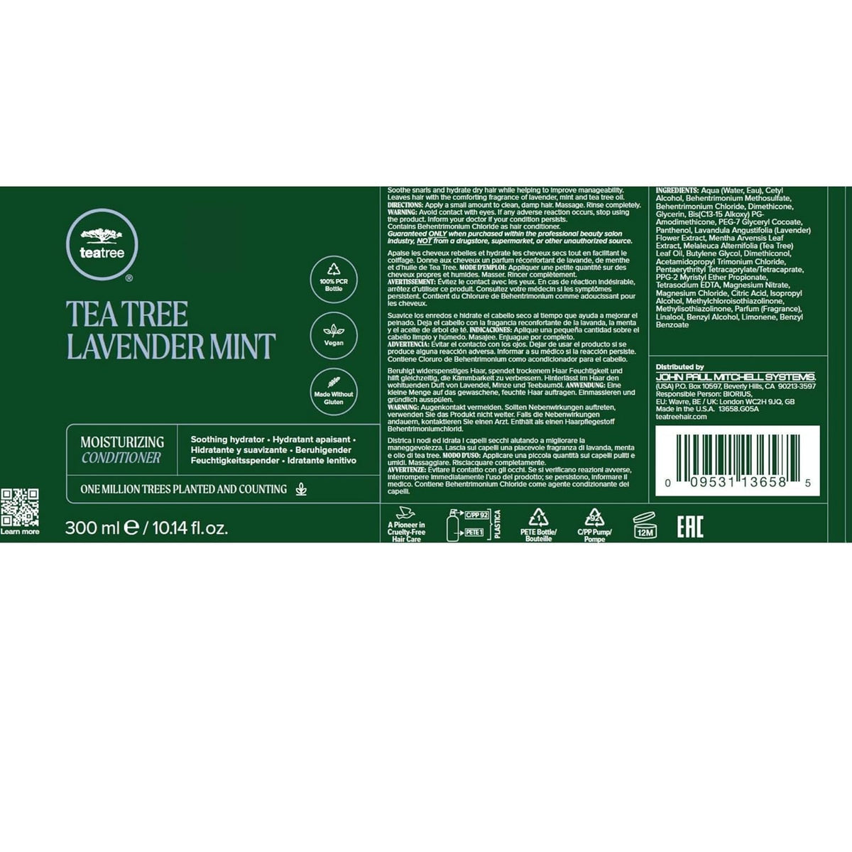 Duo set Tea Tree Shampoo et Après-Shampooing Lavande Menthe 699g sur fond neutre