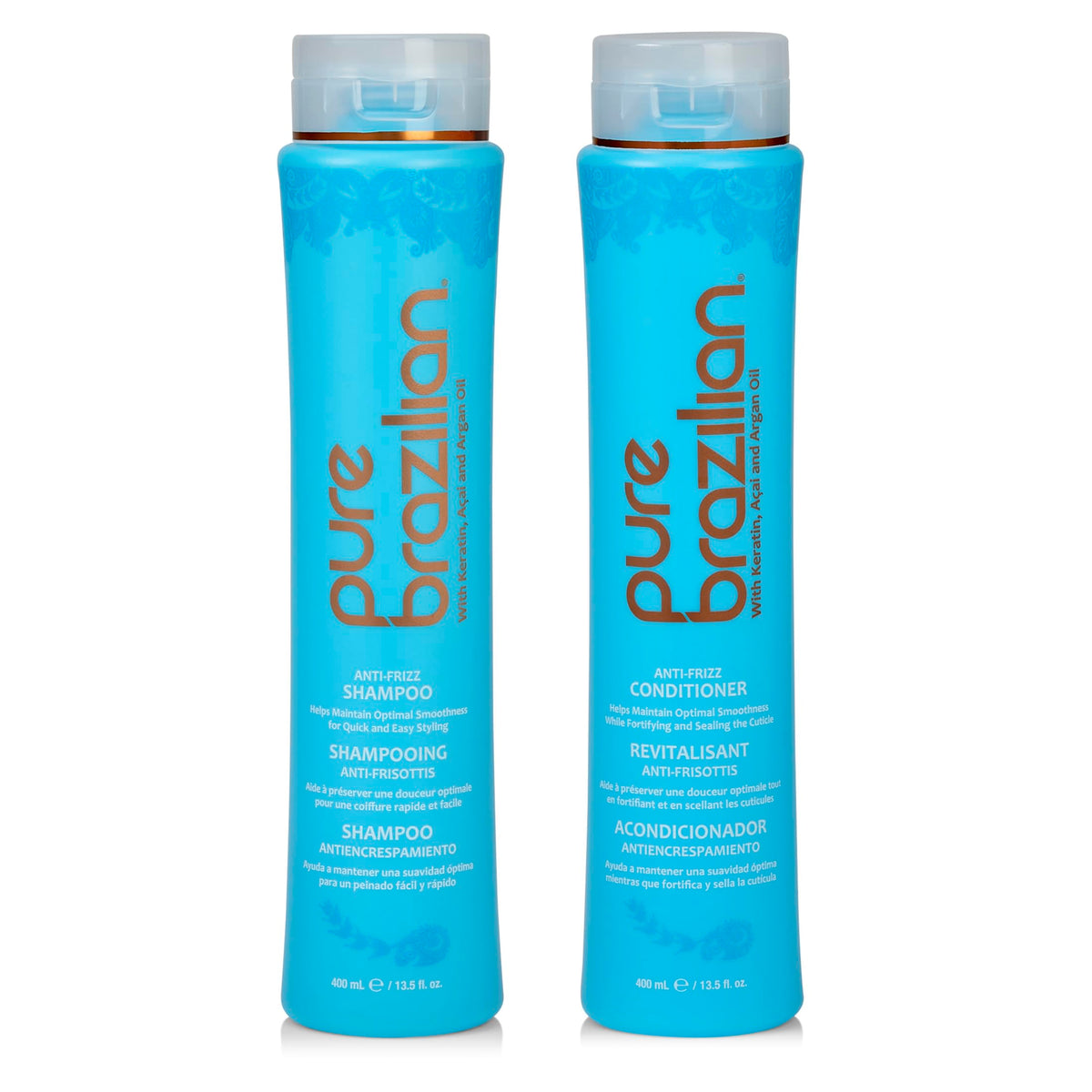 Duo Shampooing et Après-Shampoing Anti-Frisottis Pure Brazilian 400 ml face avant