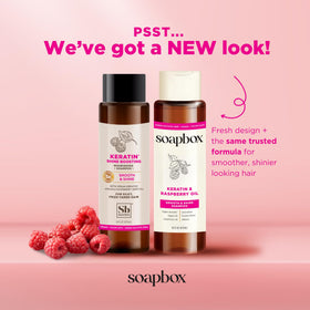 Duo Shampooing et Après-Shampooing Soapbox sur une surface en bois