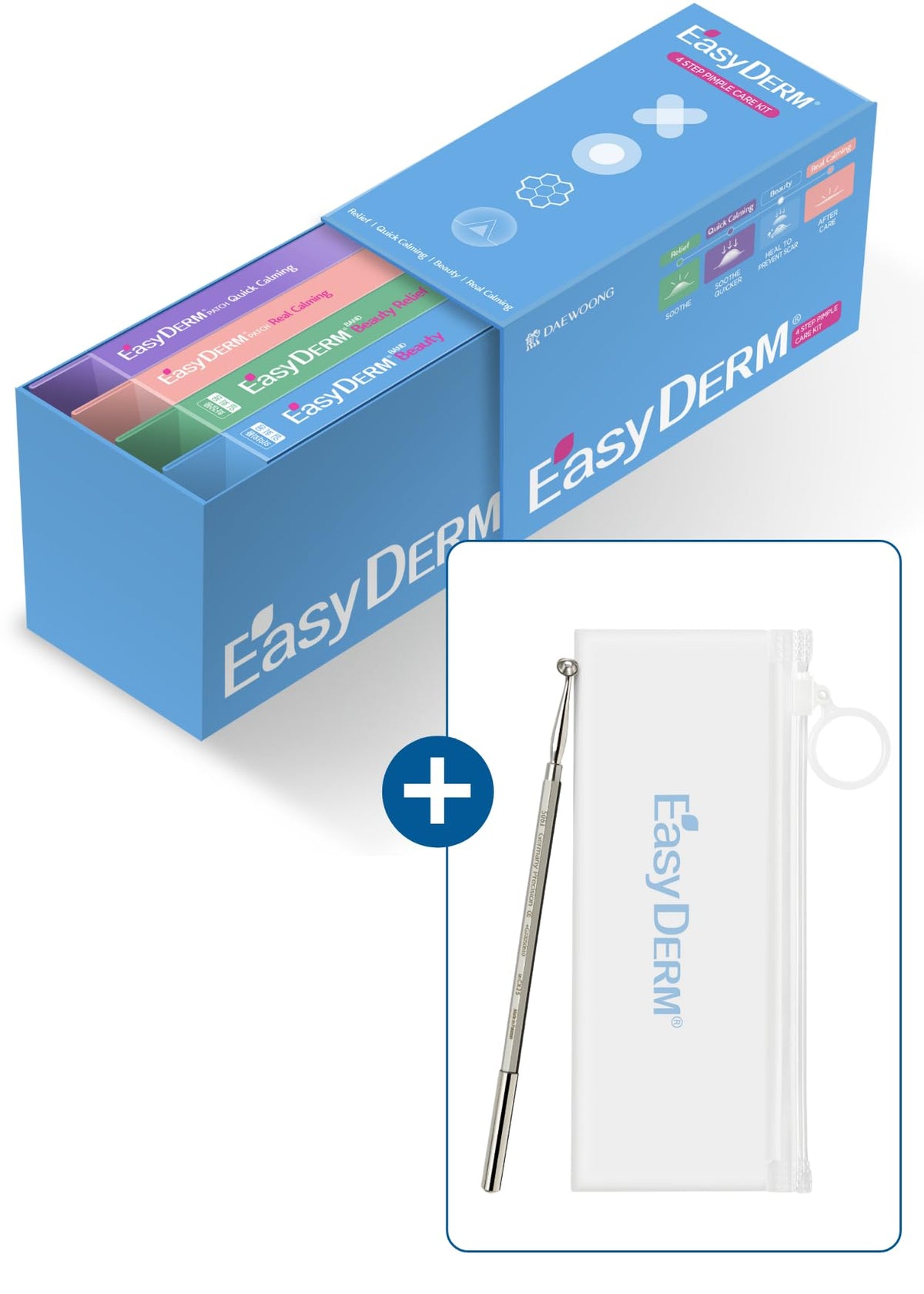 DWEasyDerm Patches et Extracteur 2-en-1 en acier inoxydable