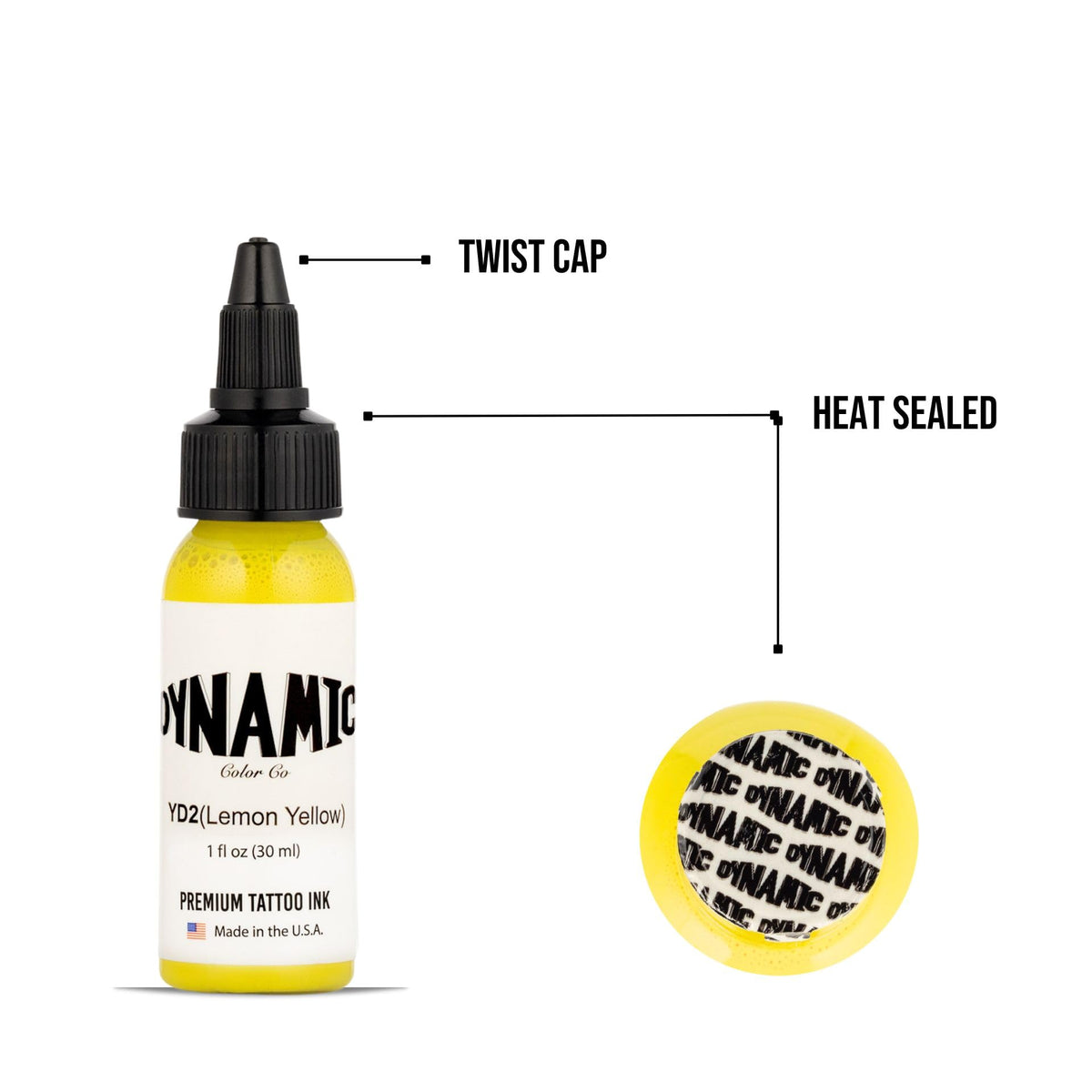 Dynamic Color Encre de Tatouage Jaune Citron 30 ml dans un studio de tatouage