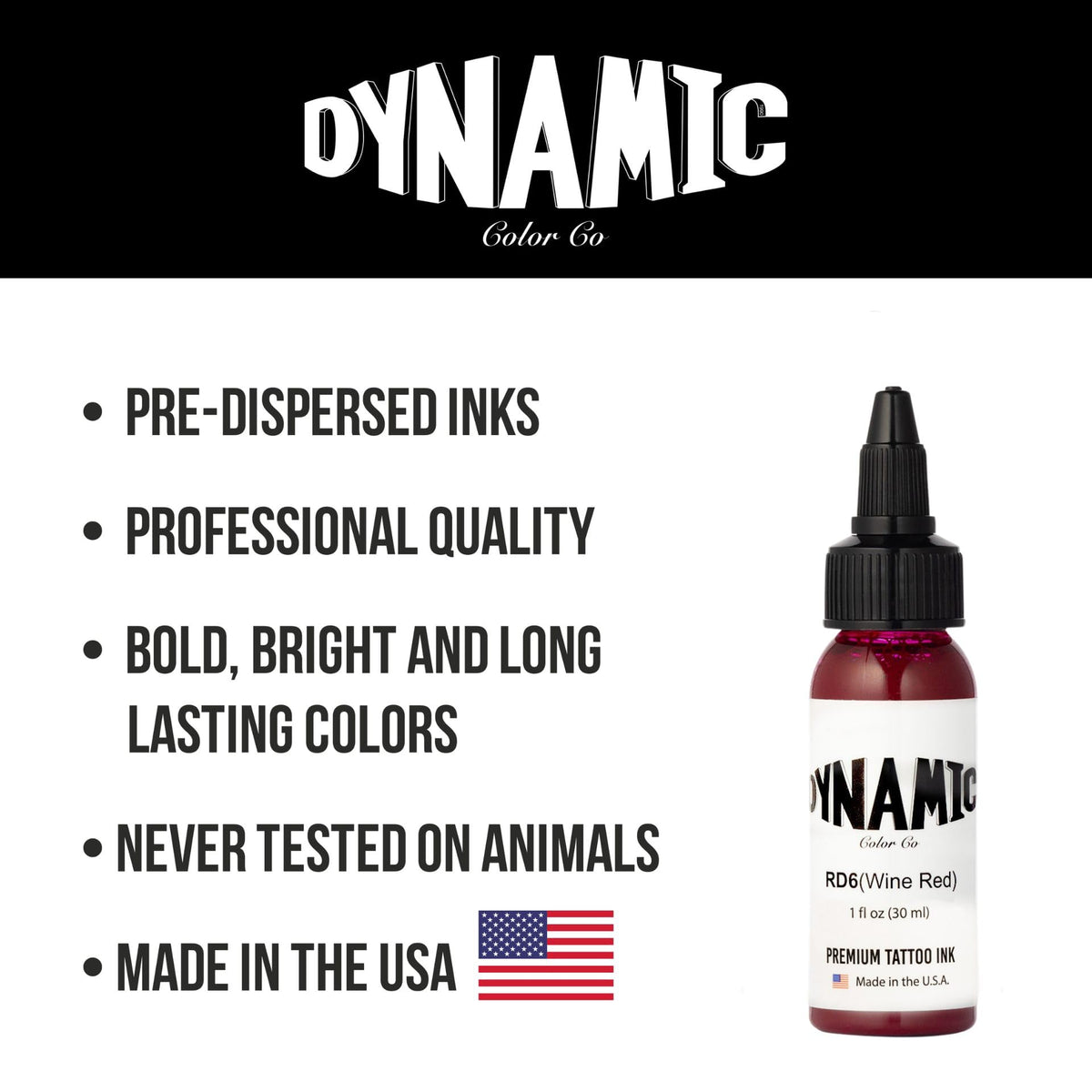 Dynamic Color Encre de Tatouage Rouge Vin 1 oz avec numéro de lot