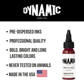 Dynamic Color Encre de Tatouage Rouge Vin 1 oz avec numéro de lot