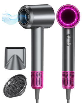 DZDVO Sèche-Cheveux Ionique 160 000 RPM couleur gris foncé vue de face