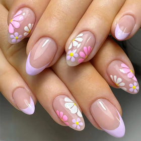 DZPGUONIZ Faux Ongles Pressés Roses 24pcs vue de face