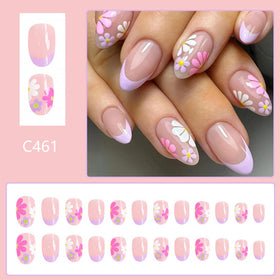 DZPGUONIZ Faux Ongles Pressés Roses avec lime et autocollants
