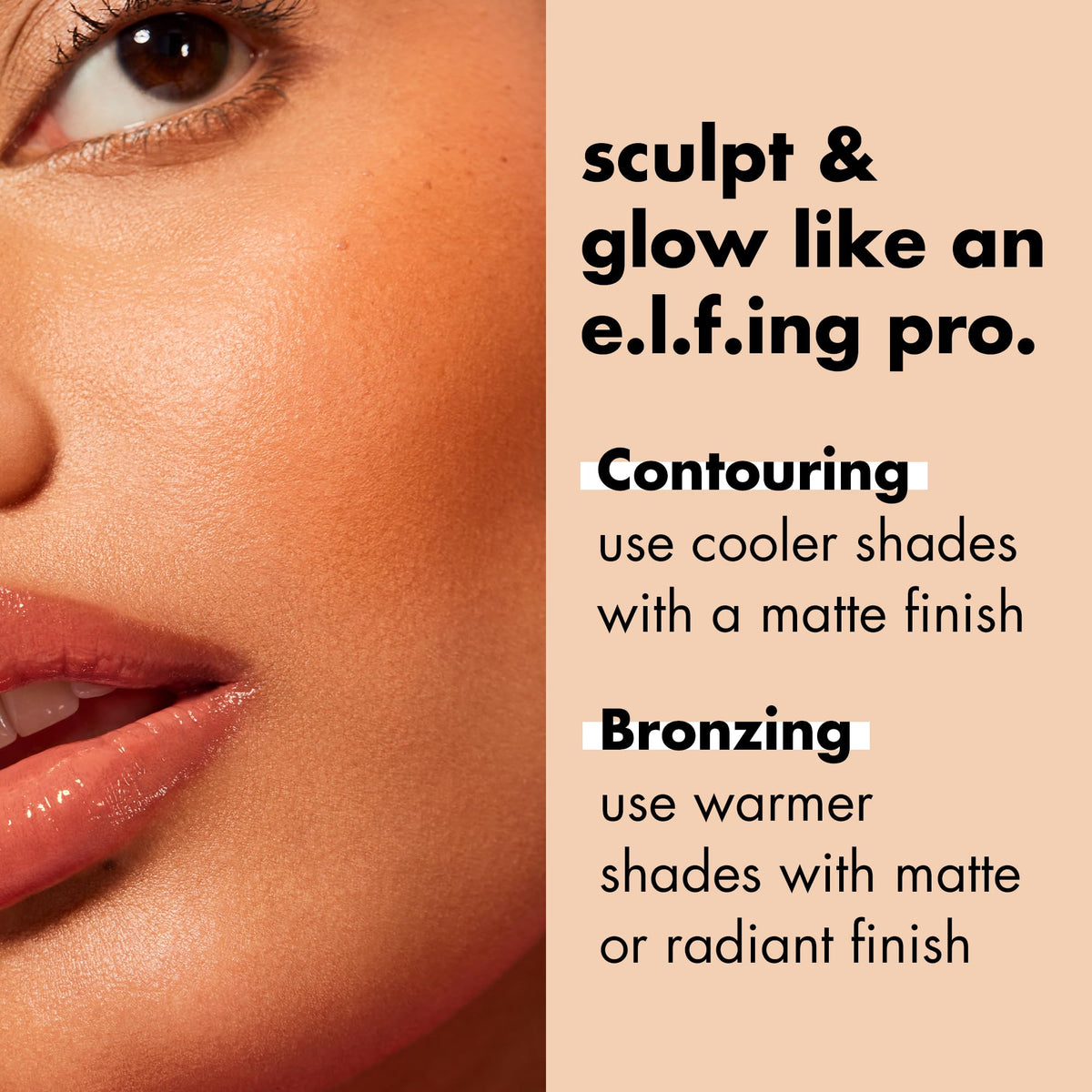 e.l.f. Bronzer Mat 40g en utilisation sur un visage