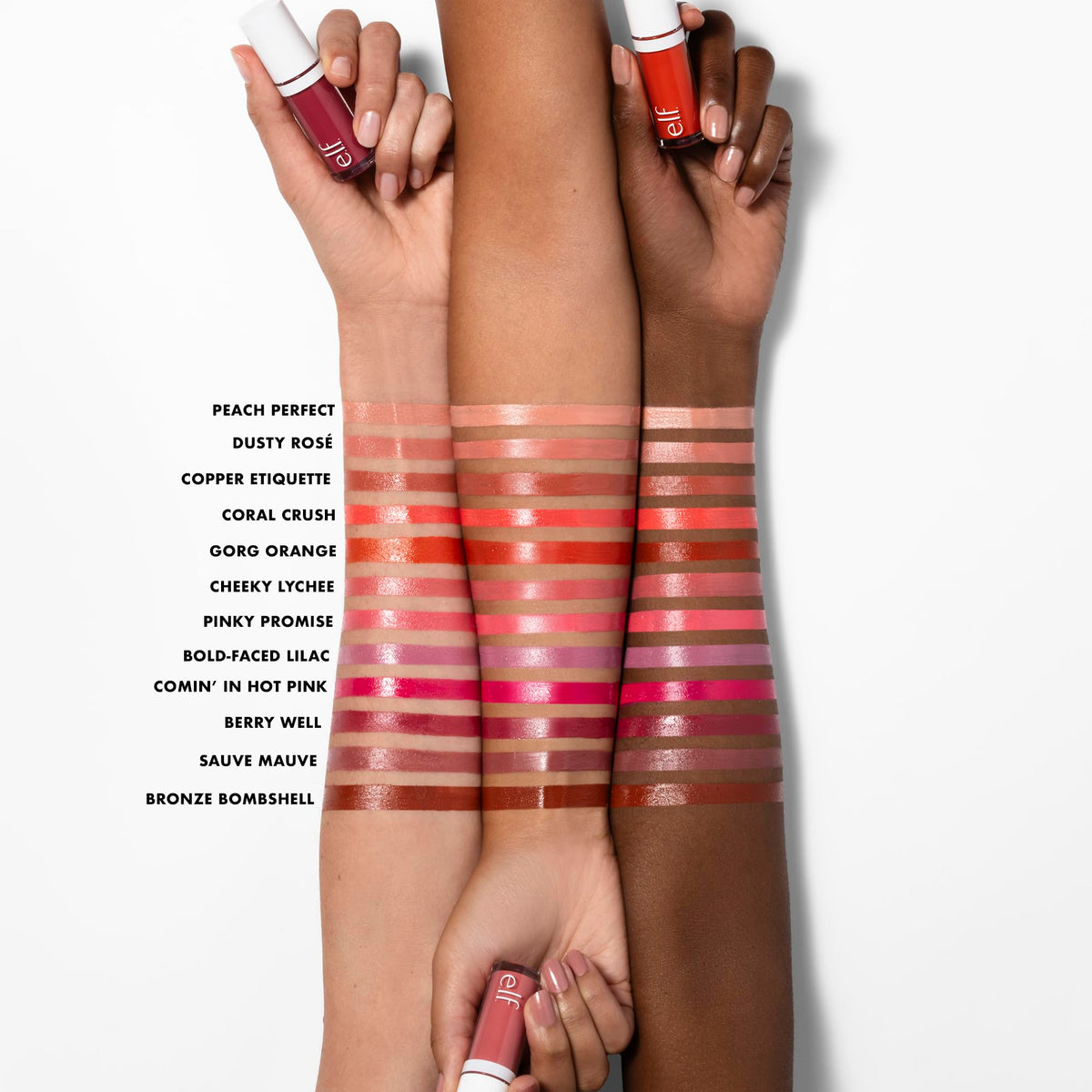 e.l.f. Camo Liquid Blush Gorg Orange texture sur main