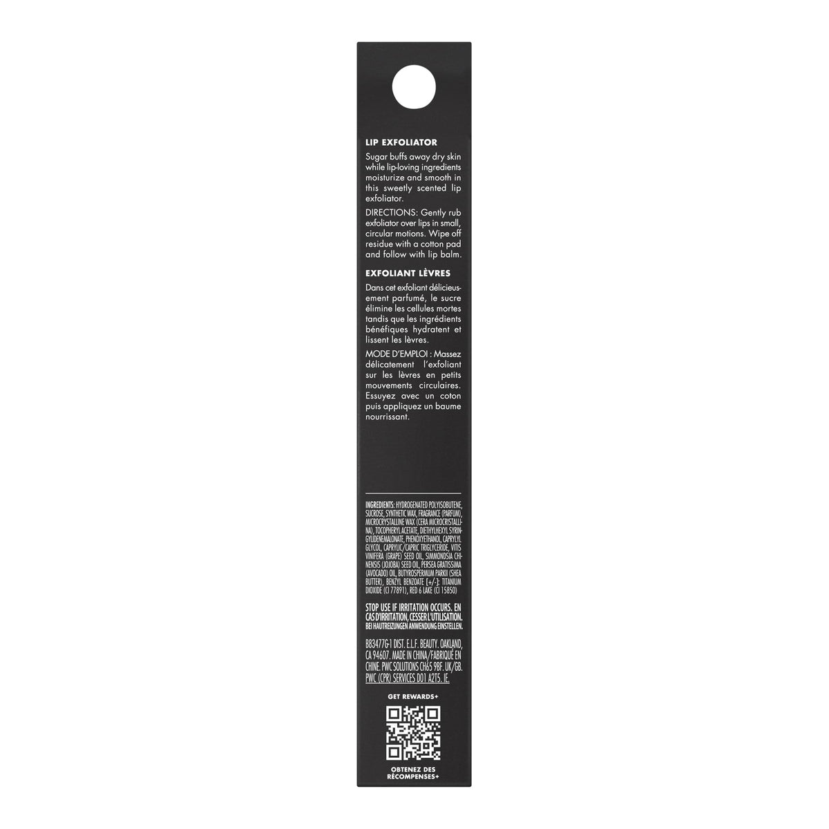 e.l.f. Exfoliant à Lèvres Hydratant Fraise, présentation sur fond neutre