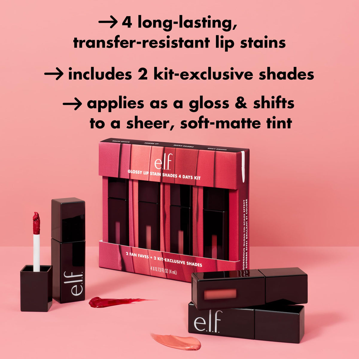 e.l.f. Glossy Lip Stain Pinkies Up gros plan
