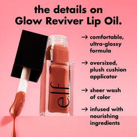 e.l.f. Glow Reviver Lip Oil Money Mauve applied on lips