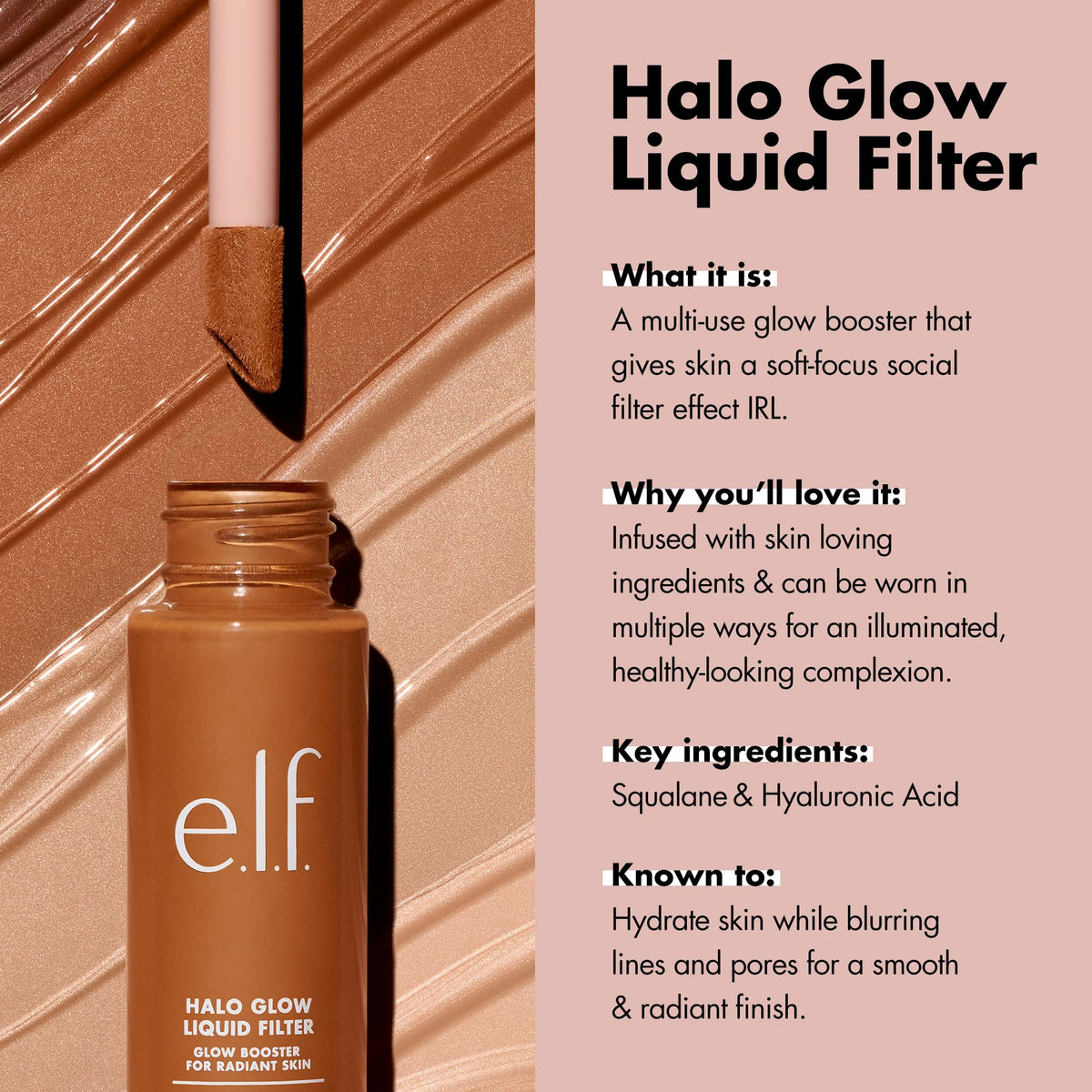 e.l.f. Halo Glow Liquid Filter 2 Fair/Light texture on hand