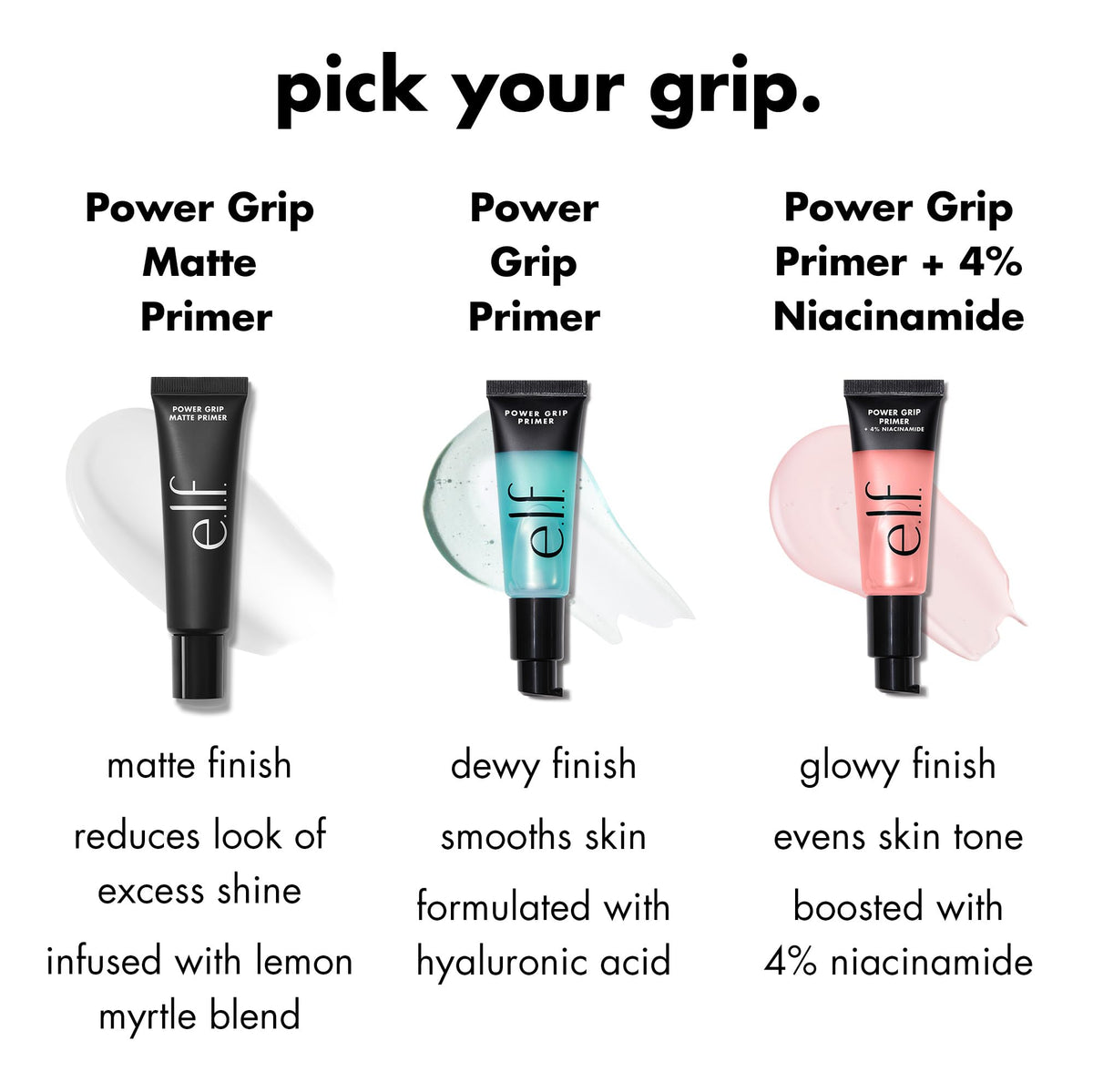 e.l.f. Power Grip Primer 4% Niacinamide sur fond neutre