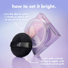 e.l.f. Set it Bright Powder Quad en utilisation sur un modèle